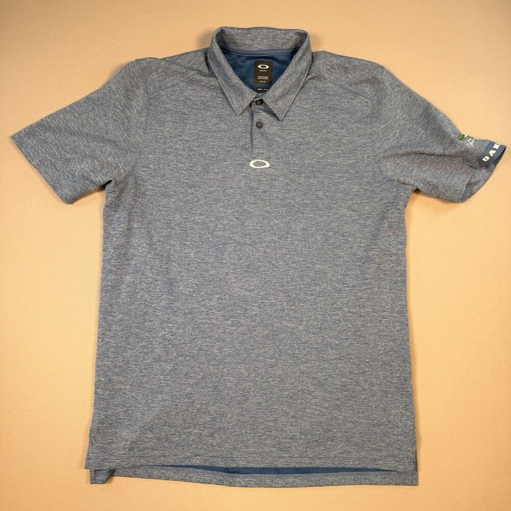 Oakley Golf Polo Blue Ohydrolix Athletic Wicking Golf Shirt Mens Size Large